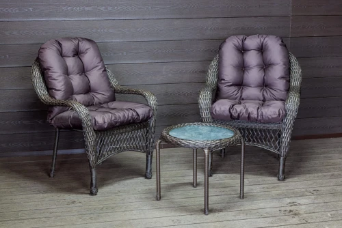 Садовый комплект из искусственного ротанга Мэдисон НЬЮ (Medison NEW) Balcony set с круглым столиком с подушками на сиденье  и спинку