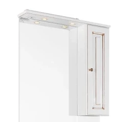 Зеркало Белладжио 85, патина золото, правое, белое, со светильником