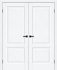Двустворчатая межкомнатная дверь BRAVO Неоклассик-32 White Silkwood