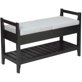 Скамья для прихожей Н с ящиком, ткань серый, каркас венге