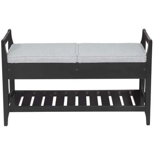 Скамья для прихожей Н с ящиком, ткань серый, каркас венге