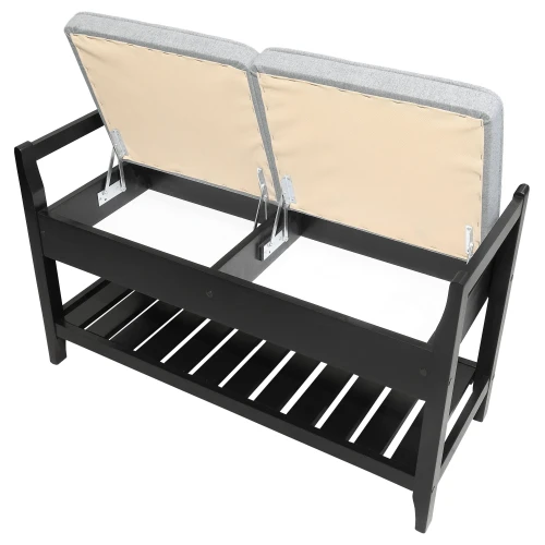 Скамья для прихожей Н с ящиком, ткань серый, каркас венге