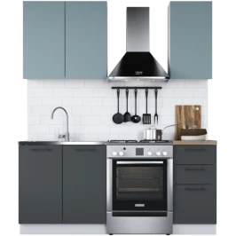Кухонный гарнитур «Равенна Сити» 120см, Сумеречный голубой/Антрацит