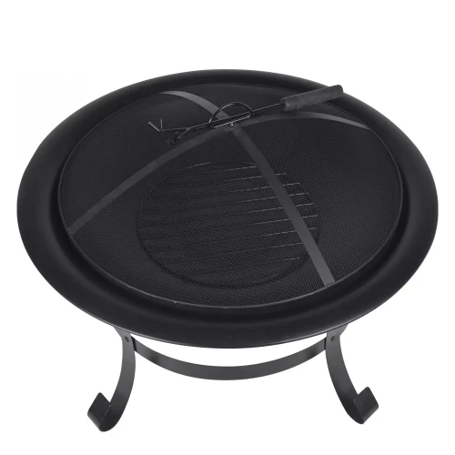 Чаша для костра с черным порошковым покрытием, кочерга в комплекте. Толщина казана 5мм