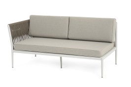 "Касабланка" правый модуль плетеный из роупа, каркас алюминий светло-серый (RAL7035) муар, роуп серо-коричневый 23мм, ткань бежевая 15052