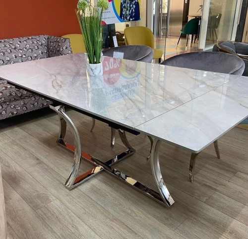 Стол обеденный Тренди Рэк DT2889, 150(200)*90*75 см, белый мрамор