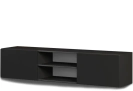 Тумба ТВ «Альда 2Д» КМК 0782.6, черный/черный глянец