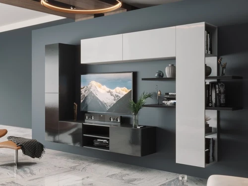 Тумба ТВ «Альда 2Д» КМК 0782.6, черный/черный глянец