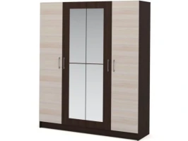 Шкаф «Алена» 4дв с зеркалом, Венге/Дуб молочный