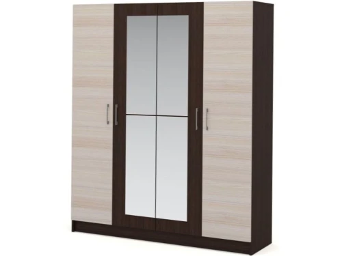 Шкаф «Алена» 4дв с зеркалом, Венге/Дуб молочный