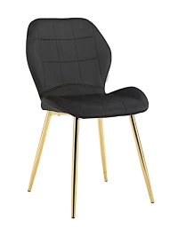 DC827 Стул мягкий, ЧЕРНЫЙ#G62-50 велюр, каркас металл золото КРУГЛЫЙ