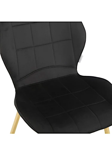 DC827 Стул мягкий, ЧЕРНЫЙ#G62-50 велюр, каркас металл золото КРУГЛЫЙ