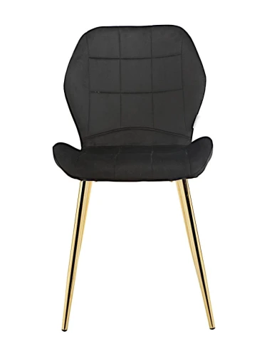 DC827 Стул мягкий, ЧЕРНЫЙ#G62-50 велюр, каркас металл золото КРУГЛЫЙ