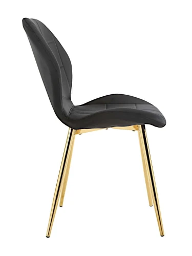 DC827 Стул мягкий, ЧЕРНЫЙ#G62-50 велюр, каркас металл золото КРУГЛЫЙ