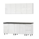 Кухонный гарнитур "Модерн New" (2,0м) (со столешницей 26 мм) Белый/Белый глянец/Черный