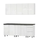 Кухонный гарнитур "Модерн New" (2,0м) (со столешницей 26 мм) Белый/Белый глянец/Черный