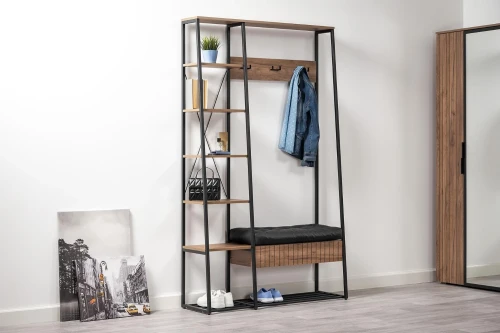 Гранд Прихожая 15.124 N Дуб Крафт табачный, Кожзам HOLST Black