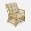 Кресло Titulo Индийское дерево, RAL 1014, SUN membrane сappucino из искусственного ротанга