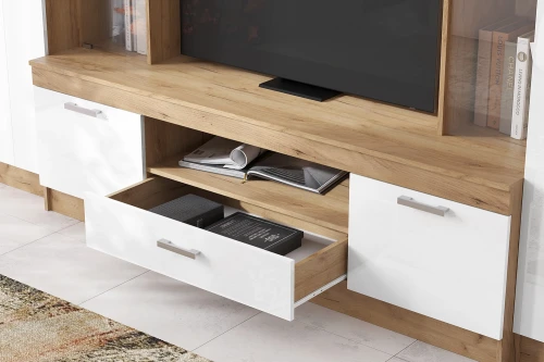 Гостиная Атлантида 6, Дуб крафт, Белый глянец холодный