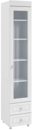 Шкаф-пенал 1дв. (гл.410) со стеклом и ящиками Монако МН-31 белое дерево