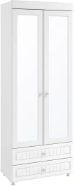 Шкаф 2-х дверный с зеркалами и ящиками (гл.410) Монако МН-45 белое дерево
