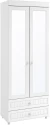 Шкаф 2-х дверный с зеркалами и ящиками (гл.410) Монако МН-45 белое дерево