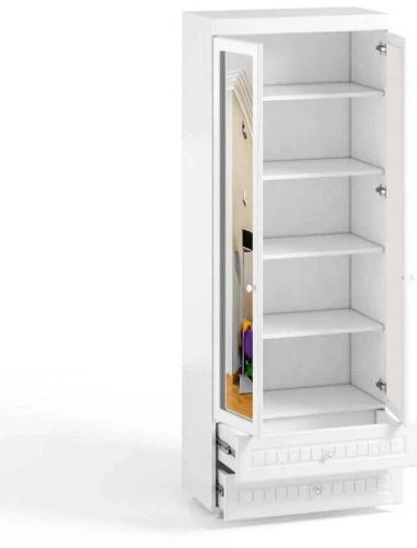 Шкаф 2-х дверный с зеркалами и ящиками (гл.410) Монако МН-45 белое дерево