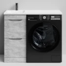 Тумба Смайл 100 напольный, под стиральную машину, левая, Горный камень ПВХ 57807 Vodok с раковиной в комплекте