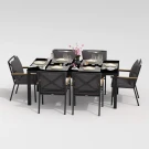 Обеденная группа  CANA FESTA plus каркас карбон / стол стекло 180 / ткань антрацит