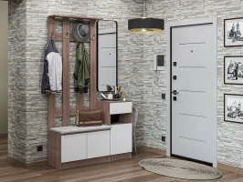 Прихожая Холл-01 Silky White Ясень шимо темный