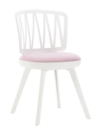 DC275 Стул пластиковый, каркас Белый, подушка Розовая
