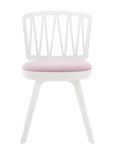DC275 Стул пластиковый, каркас Белый, подушка Розовая