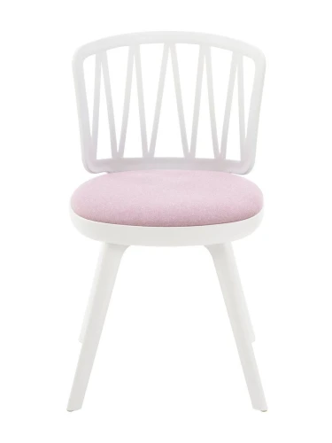 DC275 Стул пластиковый, каркас Белый, подушка Розовая