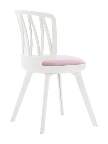 DC275 Стул пластиковый, каркас Белый, подушка Розовая