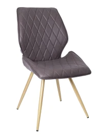 DC233 Стул мягкий поворотный 360, ШОКОЛАД экокожа, каркас металл, шампань КРУГЛЫЙ