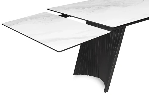 Стол DikLine KD180 керамика мрамор белый C39 глянец/опоры черные (2 уп)