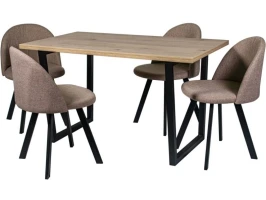 Обеденная группа (Стол Патика и 4 стула Спайдер), ткань рогожка Кэмел