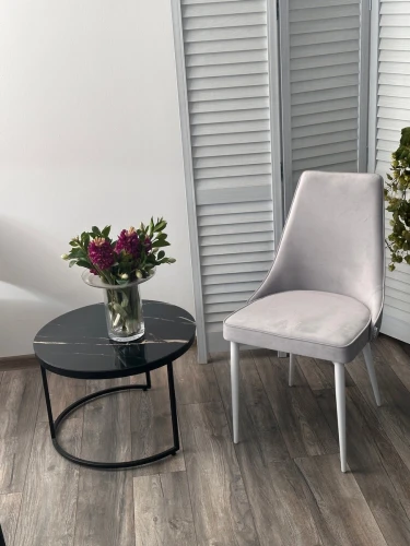 Стул NEPAL-P СВЕТЛО-СЕРЫЙ BM-4, велюр/ белый каркас М-City