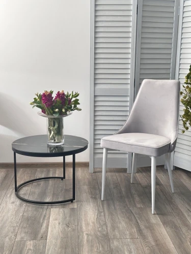 Стул NEPAL-P СВЕТЛО-СЕРЫЙ BM-4, велюр/ белый каркас М-City