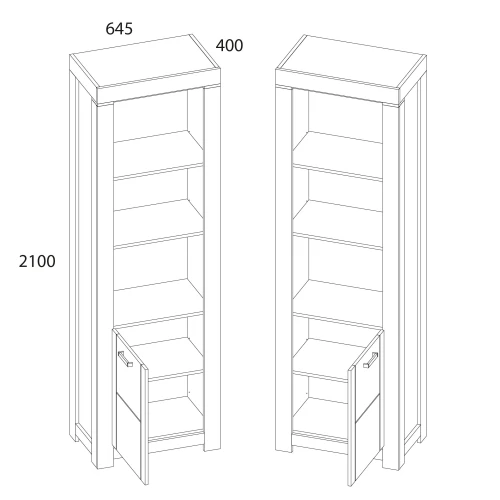 BRASS, Шкаф открытый 1D. Цвет ДУБ ЭКСПРЕСИВ БРОНЗОВЫЙ