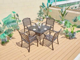 Комплект мебели из литого алюминия стол квадратный АДОНИС «ADONIS» 90х90 + 4 кресла БОСТОН «BOSTON»