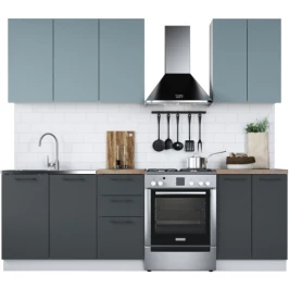 Кухонный гарнитур «Равенна Сити» 180см 60x40, Сумеречный голубой/Антрацит