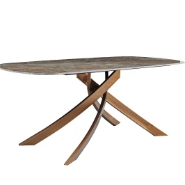 DT630 Стол обеденный Senafe, 180/90*76, керамич. столешница, основание металл Античная Бронза