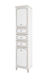 Пенал Мариэль 30 напольный, левый, патина золото, белая