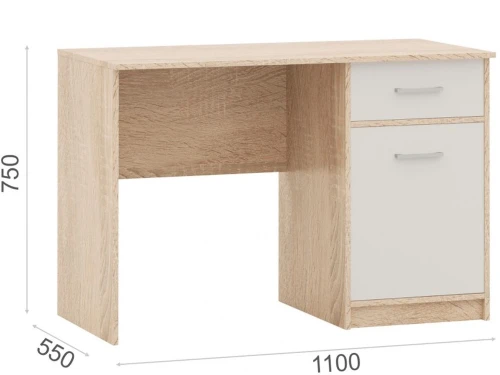 Стол «Стелс» 110 1д1ящ, Дуб сонома/белый