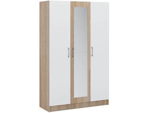 Шкаф «Алена» 3дв с зеркалом, Дуб сонома/Белый