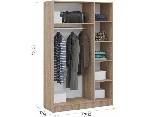 Шкаф «Алена» 3дв с зеркалом, Дуб сонома/Белый