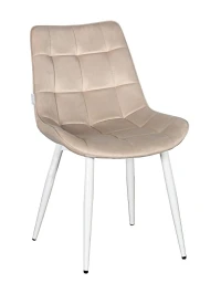 DC705 Стул мягкий, БЕЖЕВЫЙ#G62-03 велюр, каркас металл белый