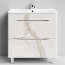 Тумба Адель 80 напольный, Мрамор Белый натур милк ПВХ 2537 Vodok с раковиной в комплекте