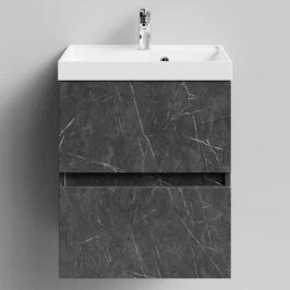 Тумба Бест 50  подвесной, Мрамор Графит софт тач ПВХ 4044-3 Vodok с раковиной в комплекте